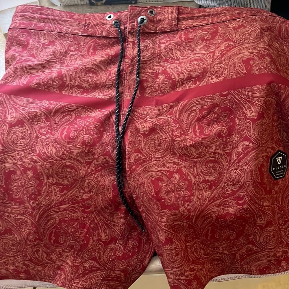 Vissla, size 33, brick paisley bandana print